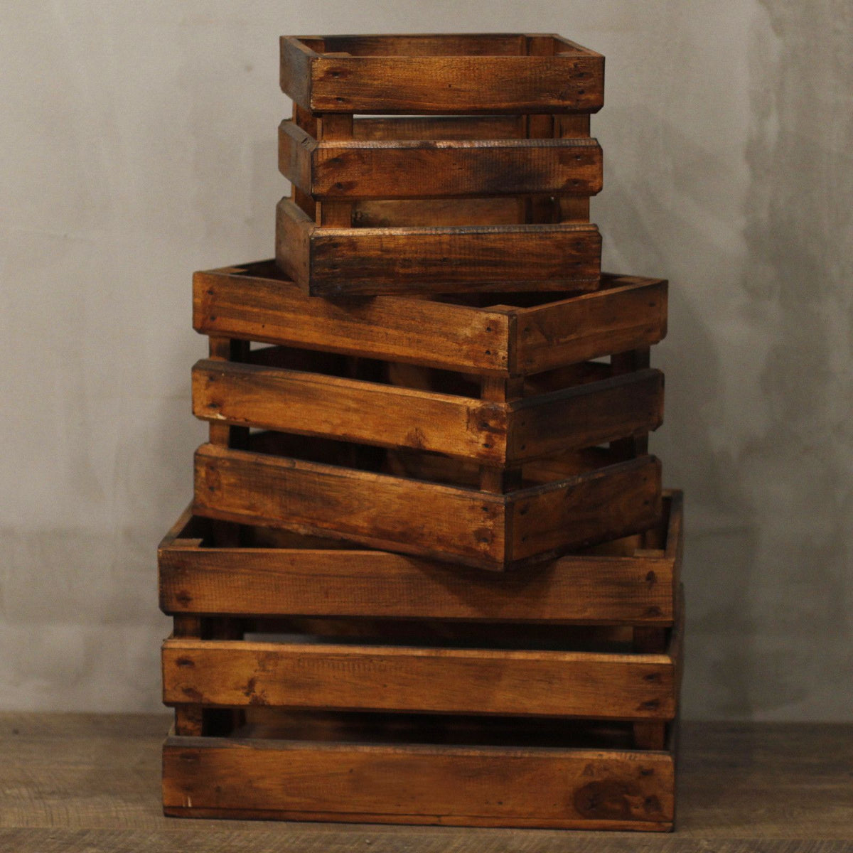 Wooden Storage Crates – Brown (Set of 3) product image 3