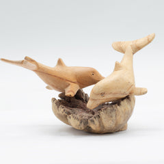 Handmade Parasite Wood Art Carving - Dolphins in Play product image 4