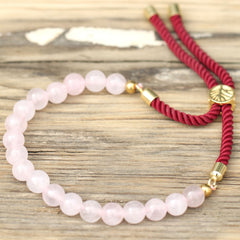 18K Gold Plated Gemstone Bordeaux String Bracelet - Rose Quartz product image 3