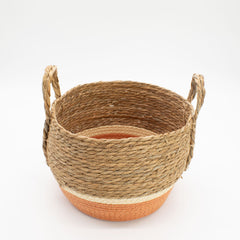 Straw & Seagrass Large Baskets - Natural & Orange- Set of 3 product image 3