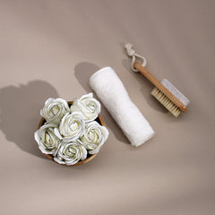 Craft Soap Flowers - Med Rose - Ivory With Black Rim product image 2