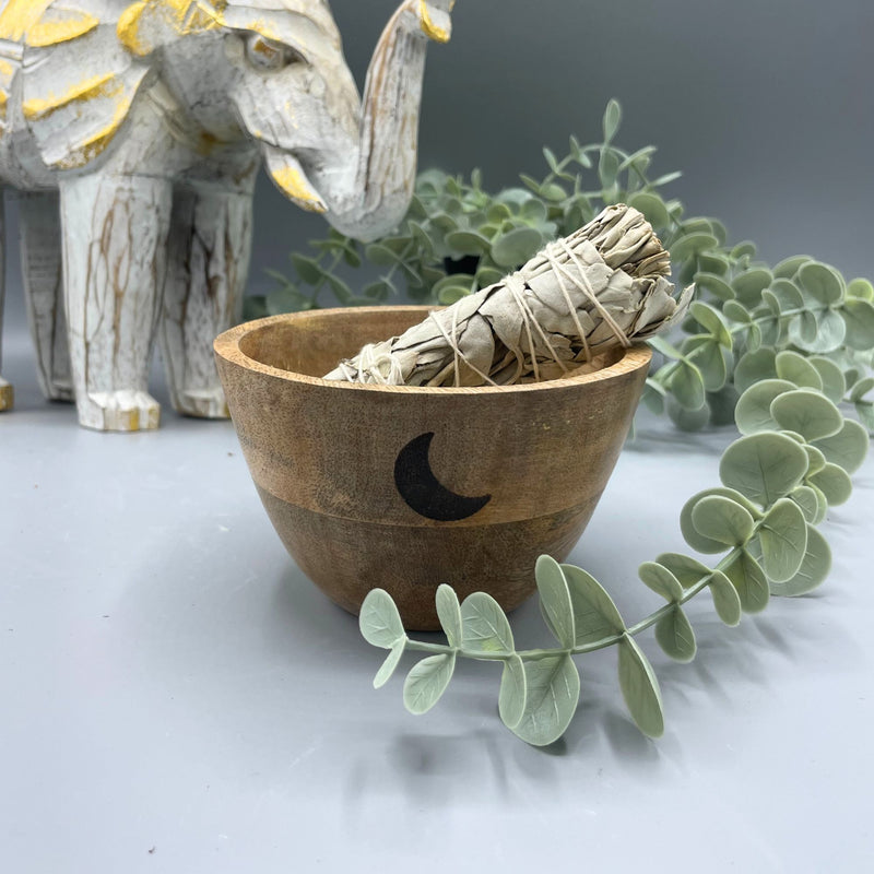 Wooden Smudge and Ritual Offerings Bowl - Three Moons - 11x7cm product image