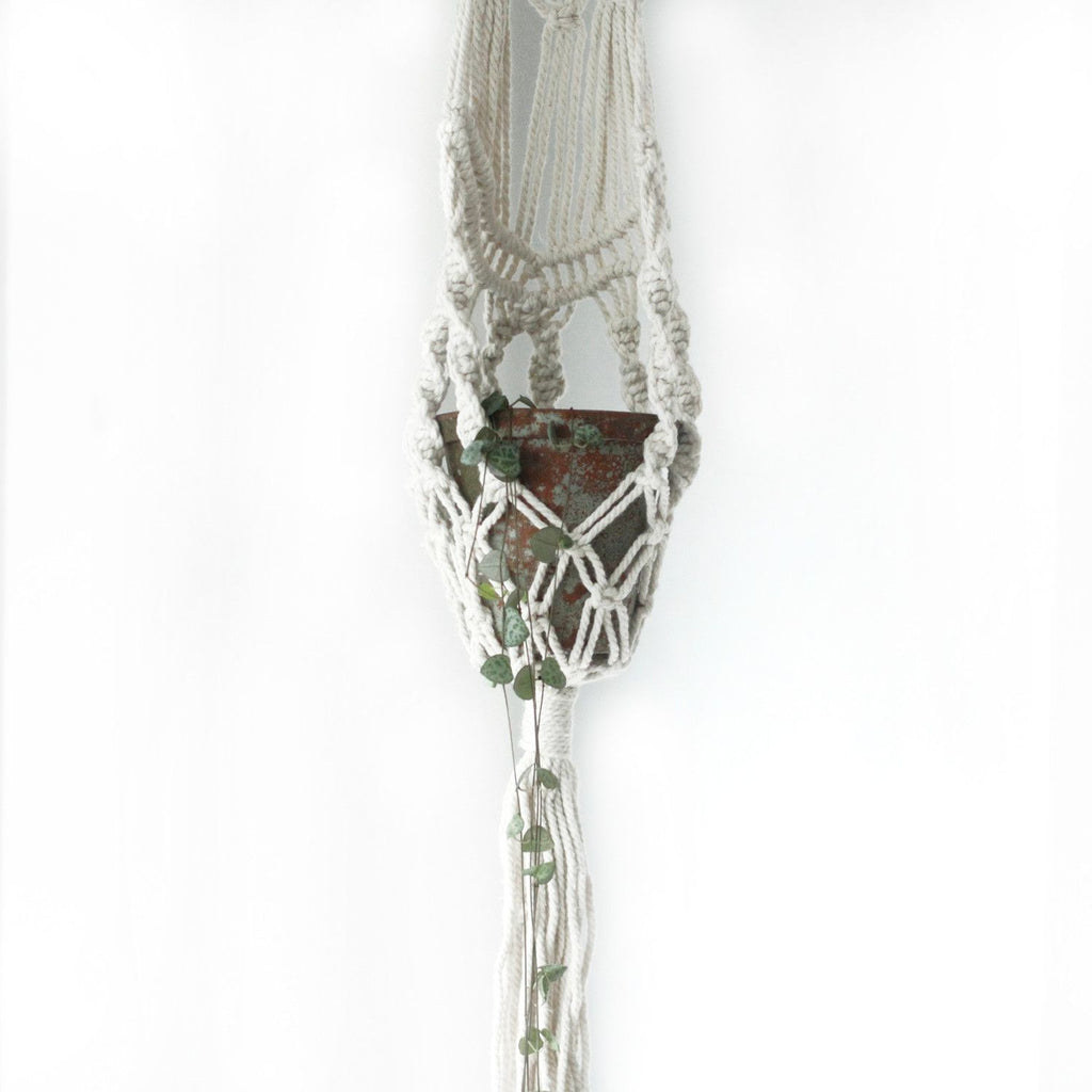 Macrame Pot Holder - Long With Ratten Hoop product image 10