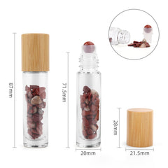 Gemstone Essential Oil Roller Bottle - Red Jasper - Wooden Cap product image 3