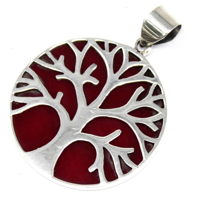 Tree of Life Silver Pendant 30mm - Coral Effect product image