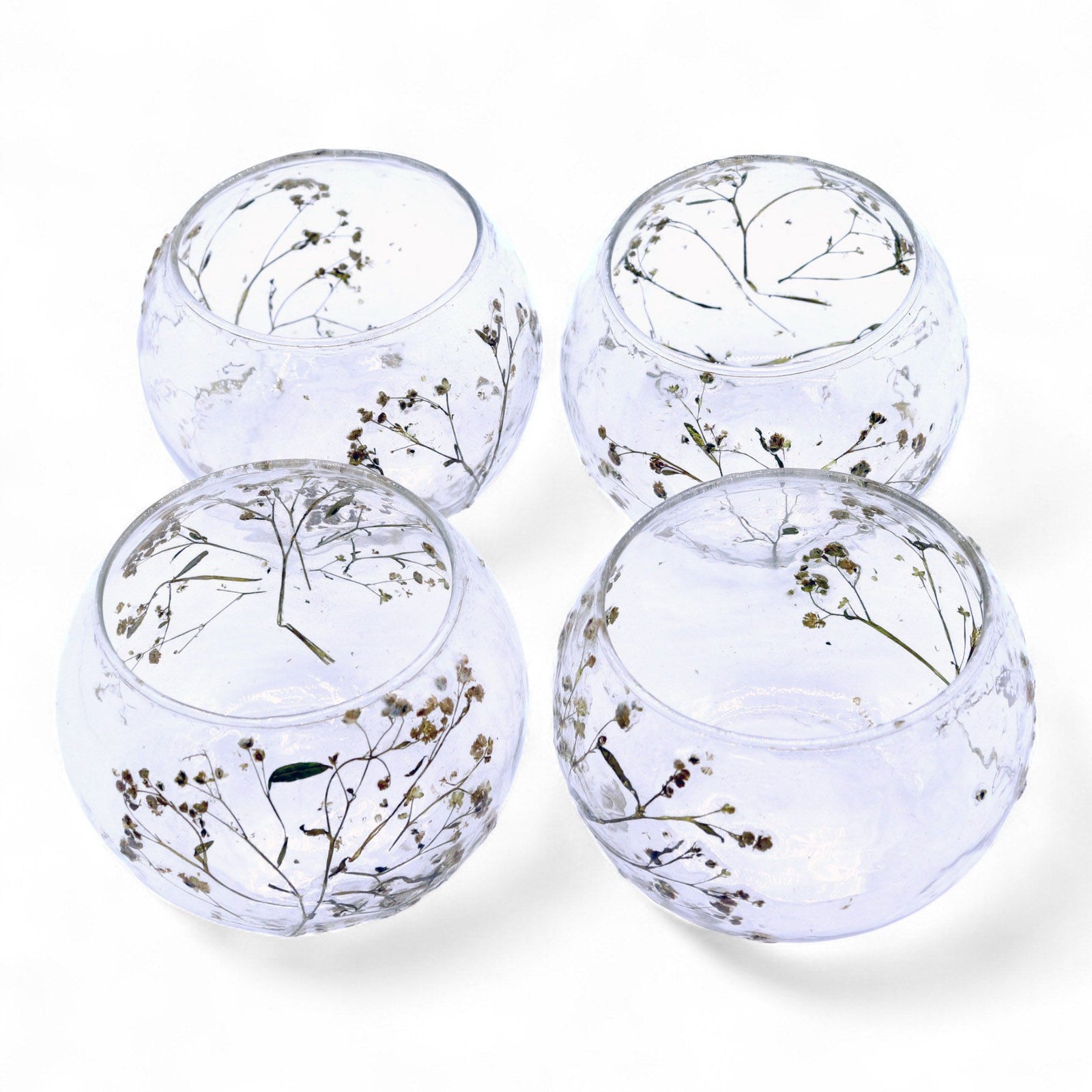 Natural Floral Glass - Bowl Candle Holder - Margarita - (8x10cm) product image