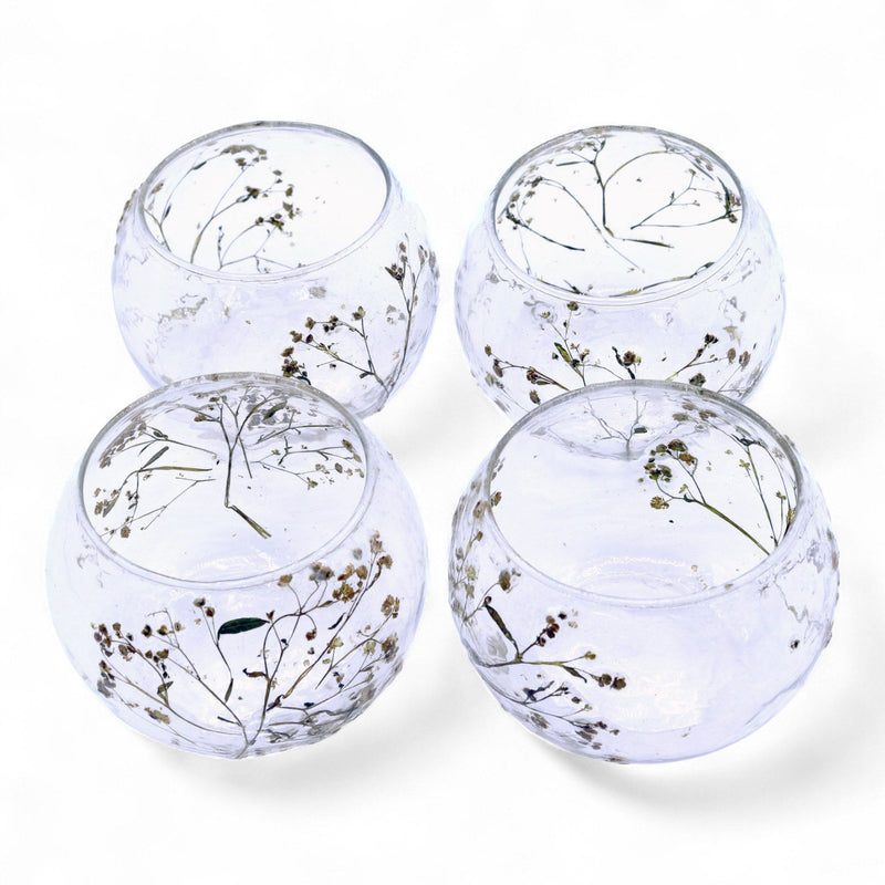 Natural Floral Glass - Bowl Candle Holder - Margarita - (8x10cm) product image