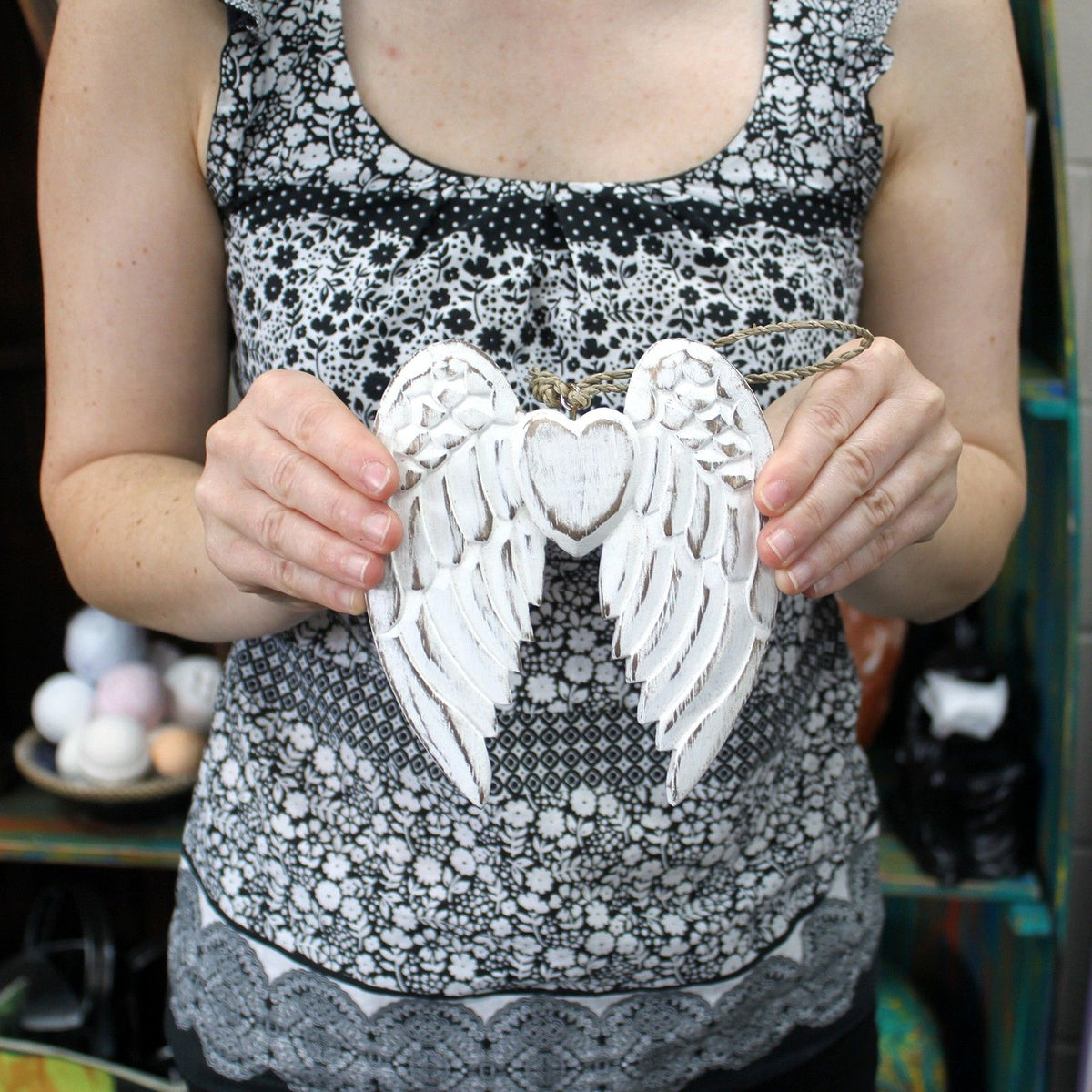Hand Crafted Small Double Angel Wing & Heart - 15cm product image 2