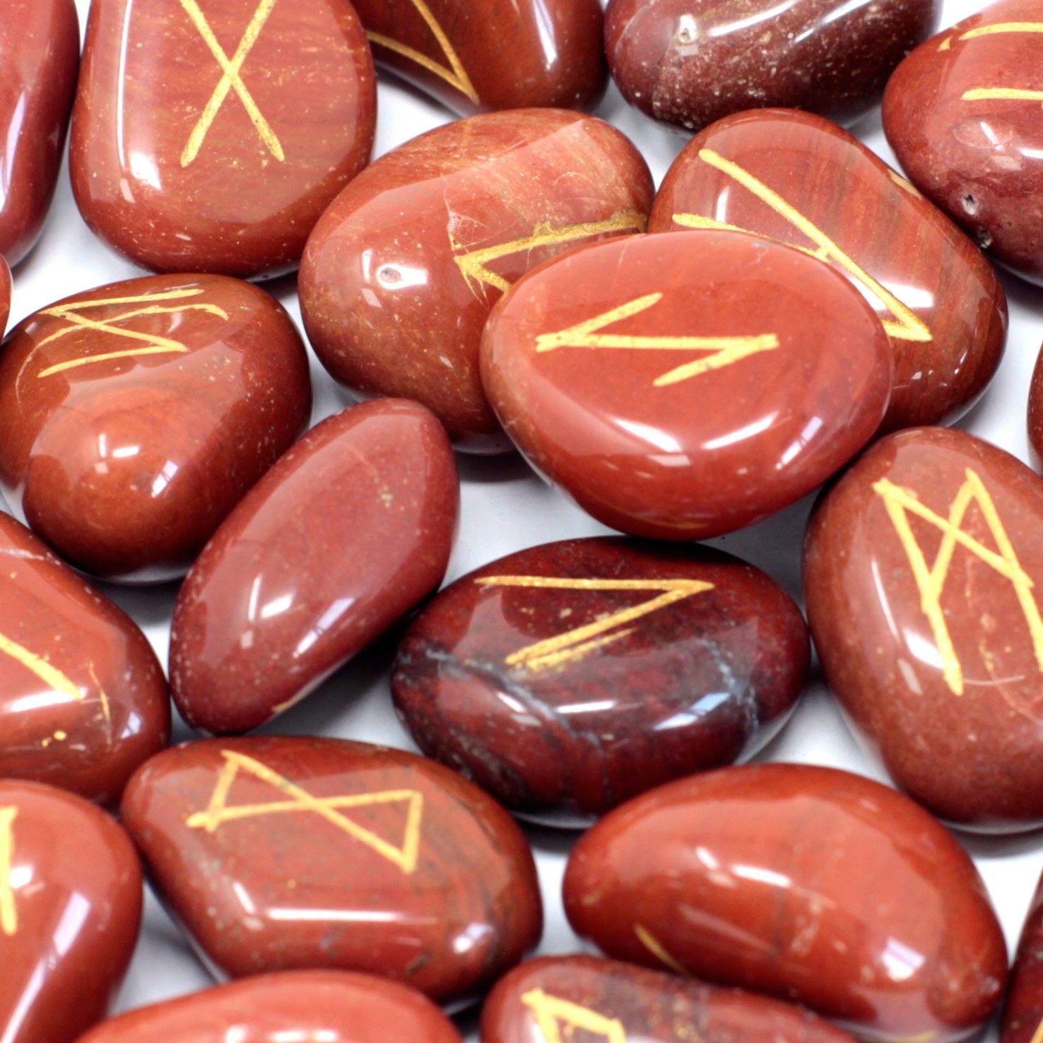 Runes Stone Set in Pouch - Red Jasper product image