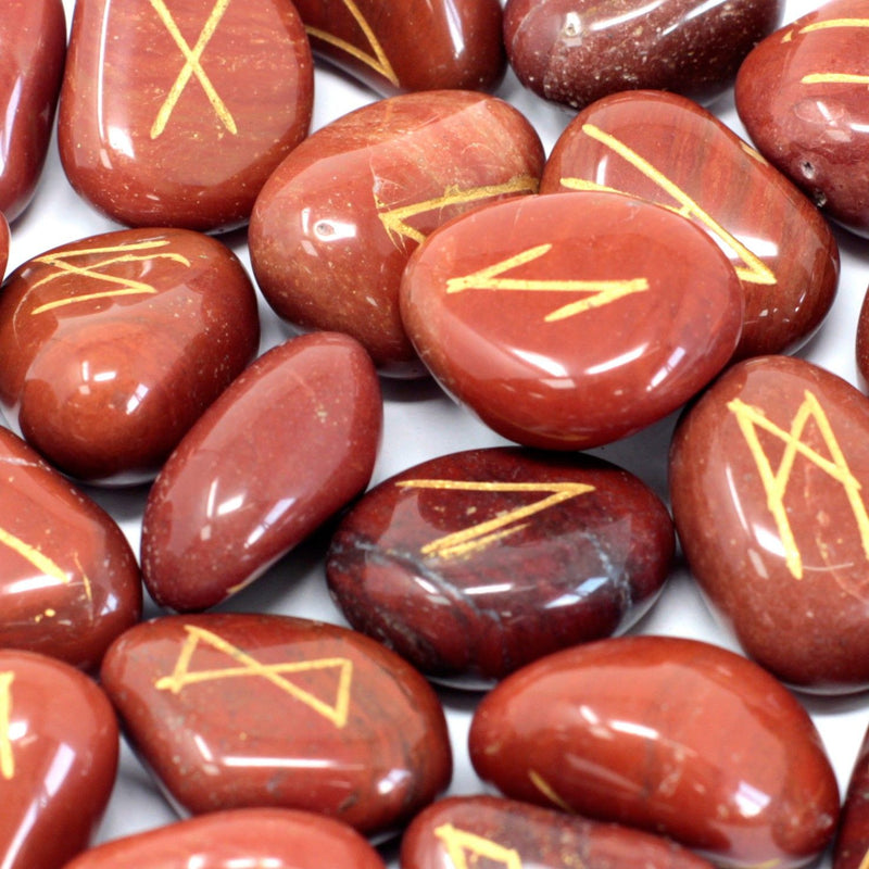 Runes Stone Set in Pouch - Red Jasper product image