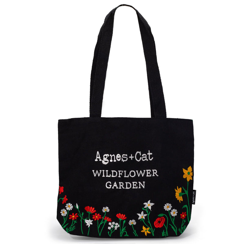 Agnes + Cat Wildflower Garden Tote Bag - Black product image