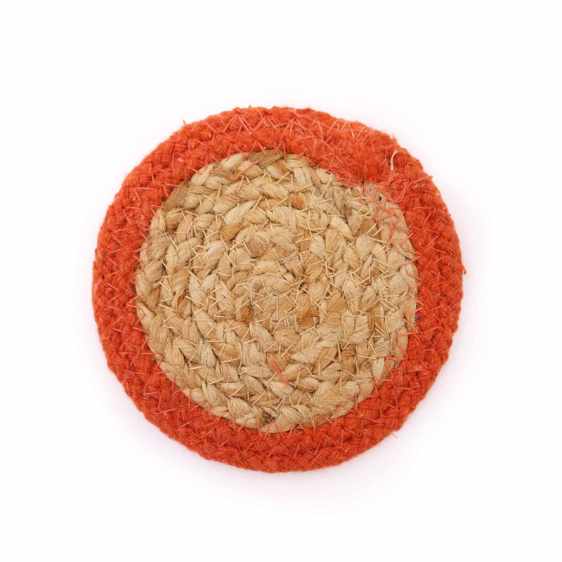 Natural Coaster - Jute & Cotton 10cm (set of 4) - Clay Boarder product image