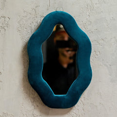 Soft Squiggly Mirror – Oval Pebble – Royal Teal (20.5x32.5x2.3cm) product image 5