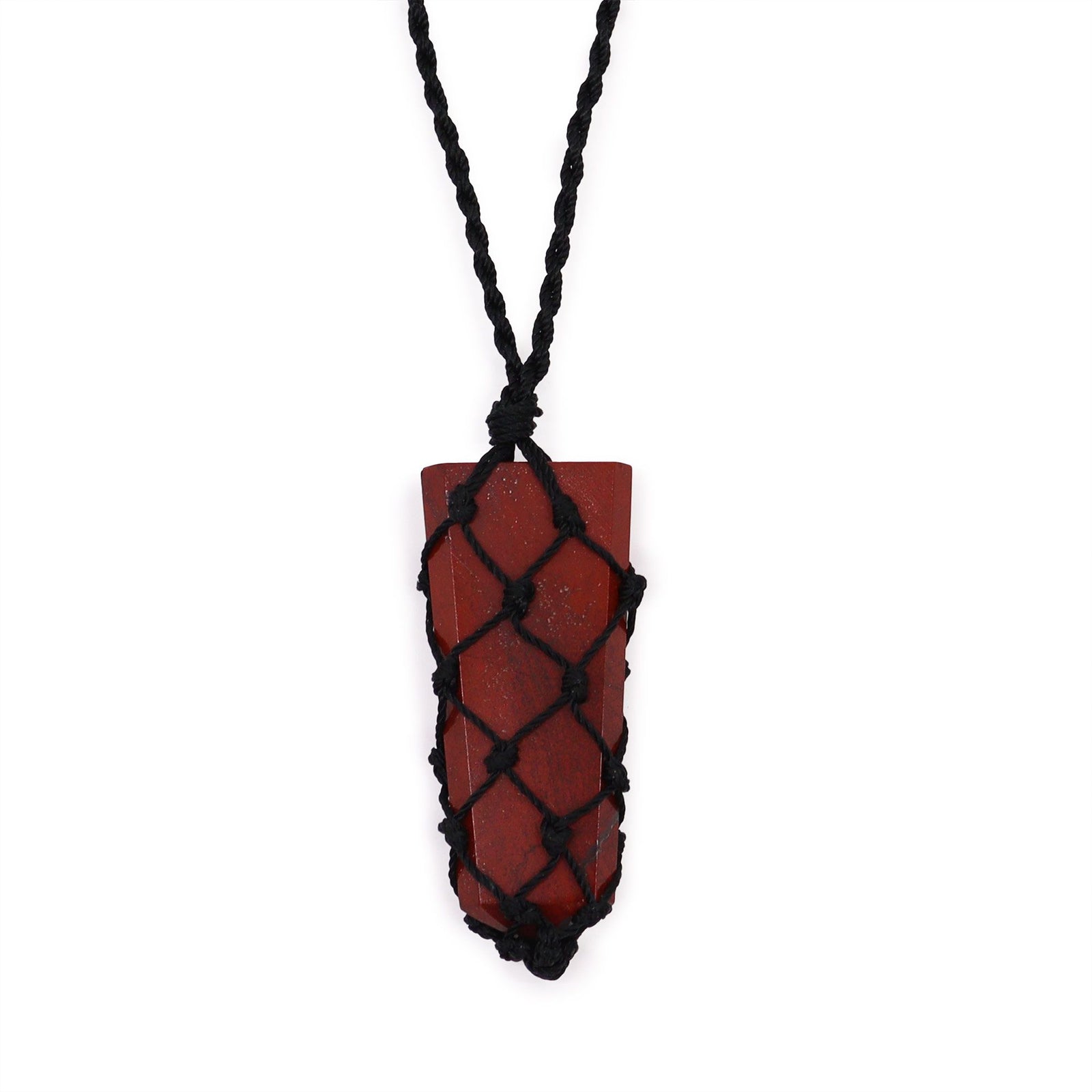 Laced Gemstone Flat Point Pendant - Red Jasper product image