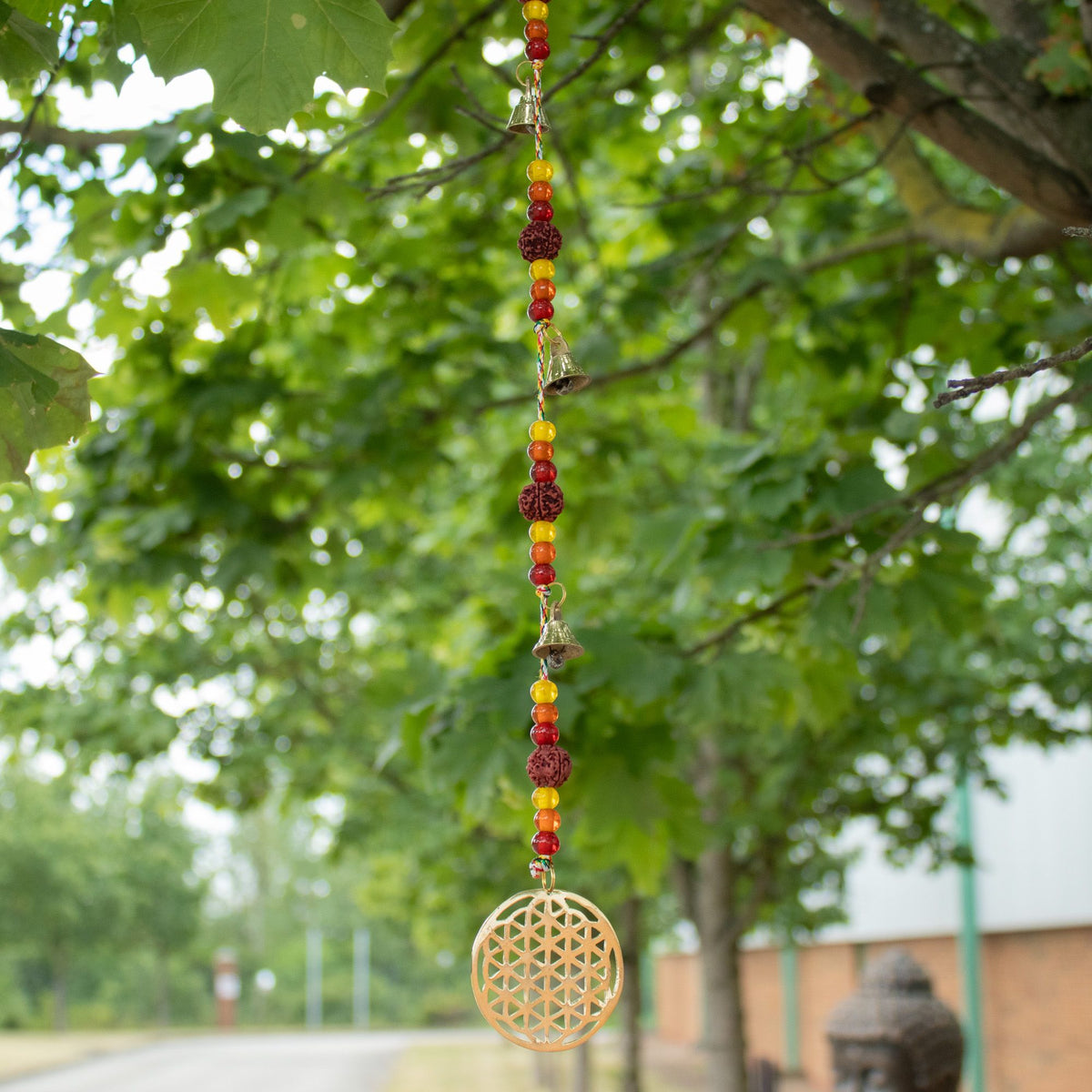 Indian Chimes - Brass Flower of Life with Rudraksha Beads String Bells product image 4