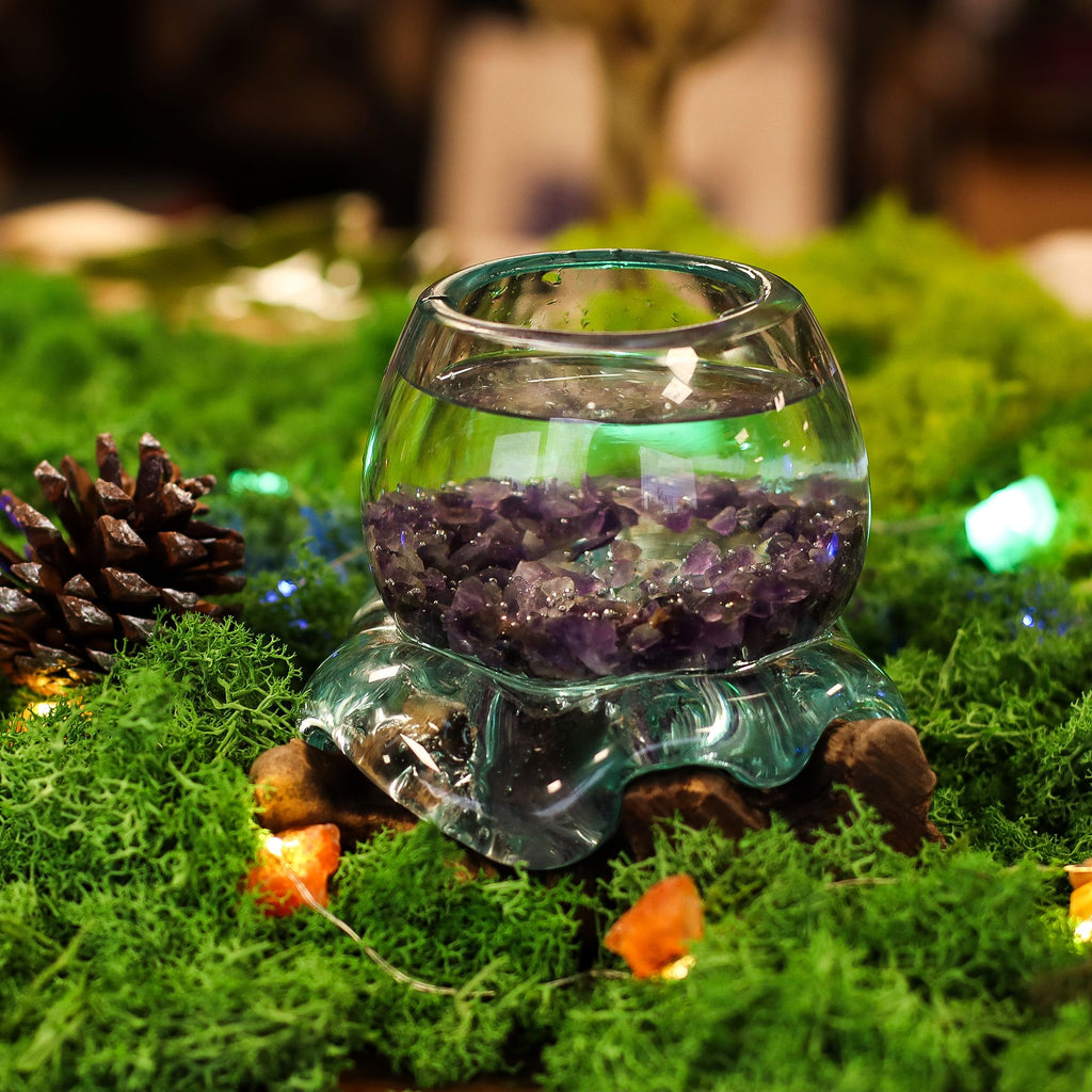 Molten Glass Mini Goldfish Bowl on Wood 20cm product image 8