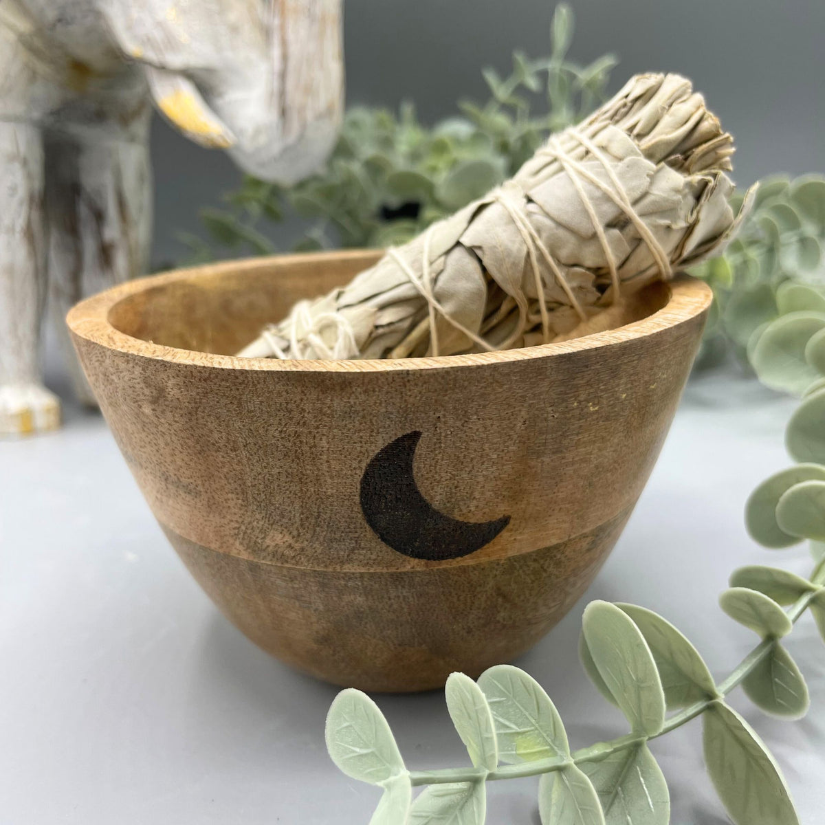 Wooden Smudge and Ritual Offerings Bowl - Three Moons - 11x7cm product image 2