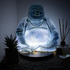 Laughing Buddha Lamp Sky Blue - Round Stand product image 3