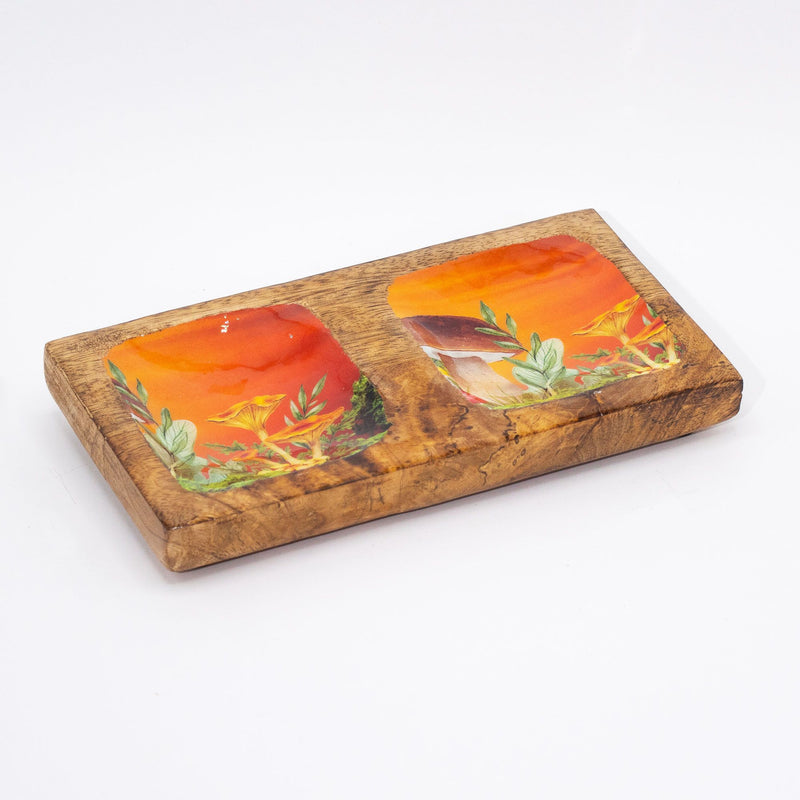 Double Trinket Tray 20x10x2.5cm - Mushroom Design Maroon product image
