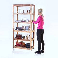 Six Shelf Display with Casters - Recycled Wood product image 5
