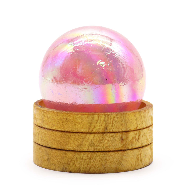 Gemstone Sphere 50mm - Rose Quartz Titanium Aura with Stand product image