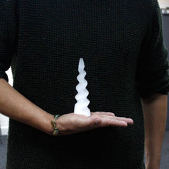 Selenite Spiral Unicorn Horn Tower - 15 cm product image 2