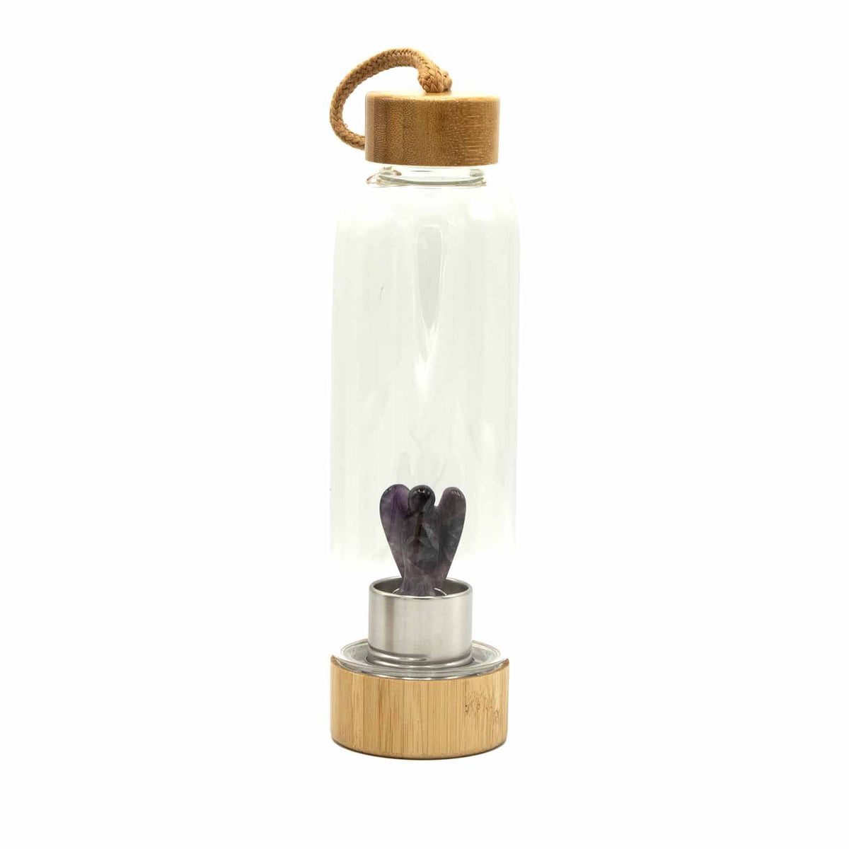 Crystal Infused Glass Water Bottle - Relaxing Amethyst - Angel - product image 5