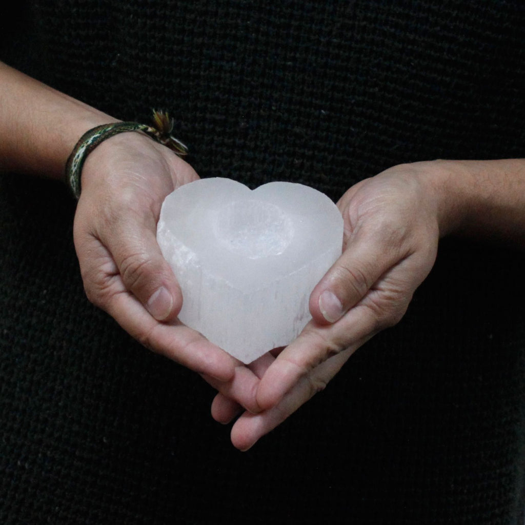Selenite Heart Candle Holder product image 2