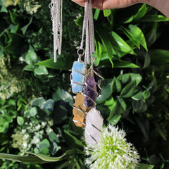 Cascade Wrapped Gemstone Necklace - Rough Amethyst product image