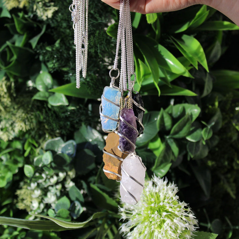 Cascade Wrapped Gemstone Necklace - Rough Amethyst product image