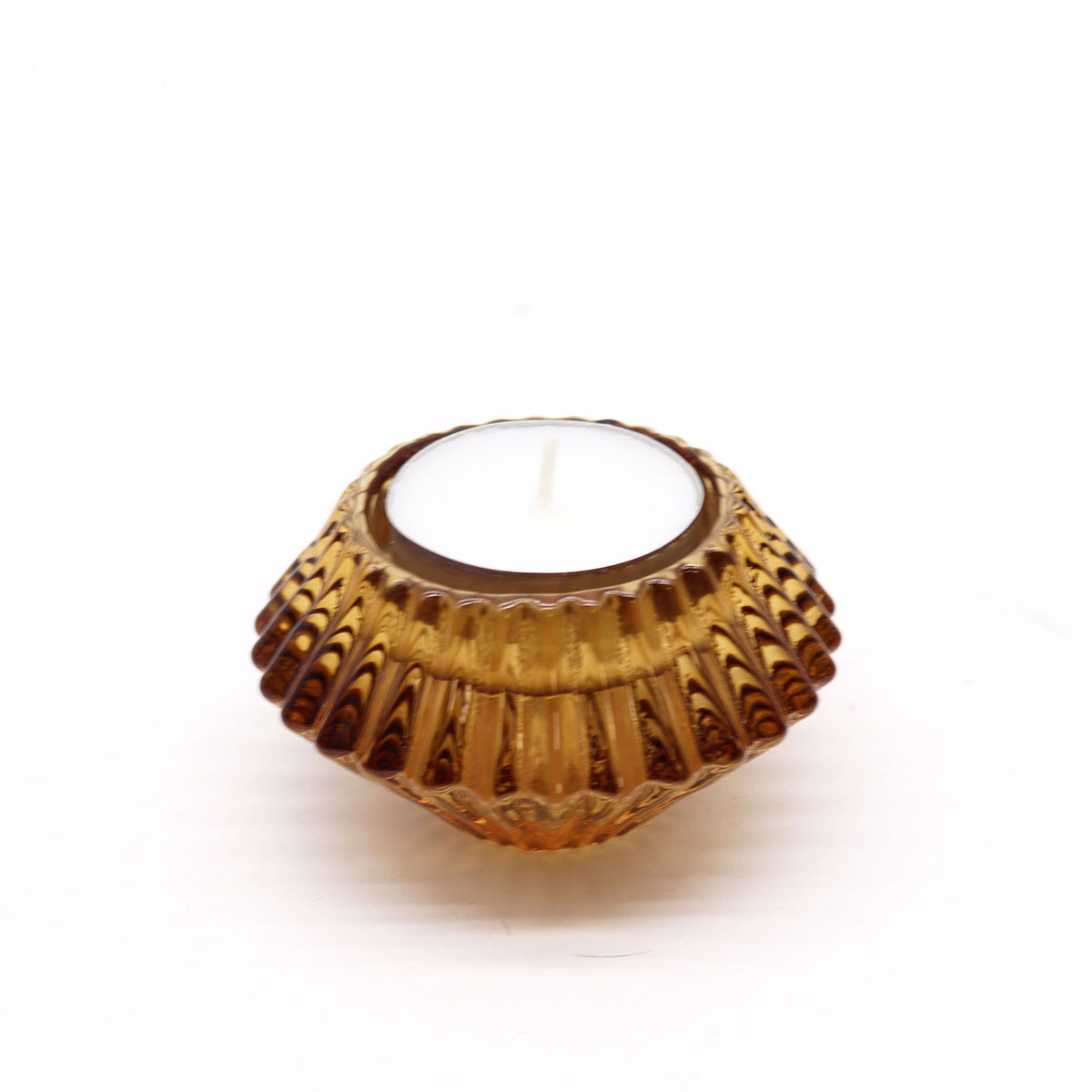 Flower Flip Dinner Candle / Tealight Holder - Antique Amber product image 5