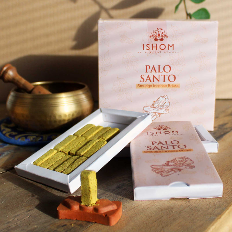 Pack of 15 Natural Incense Smudge Bricks and Burner - Palo Santo product image