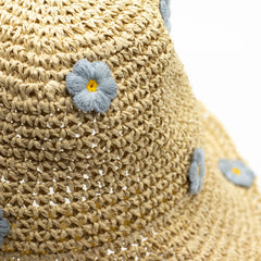 Nomad Sari Floppy Straw Sun Hat - Beige & Blue Flowers product image 3