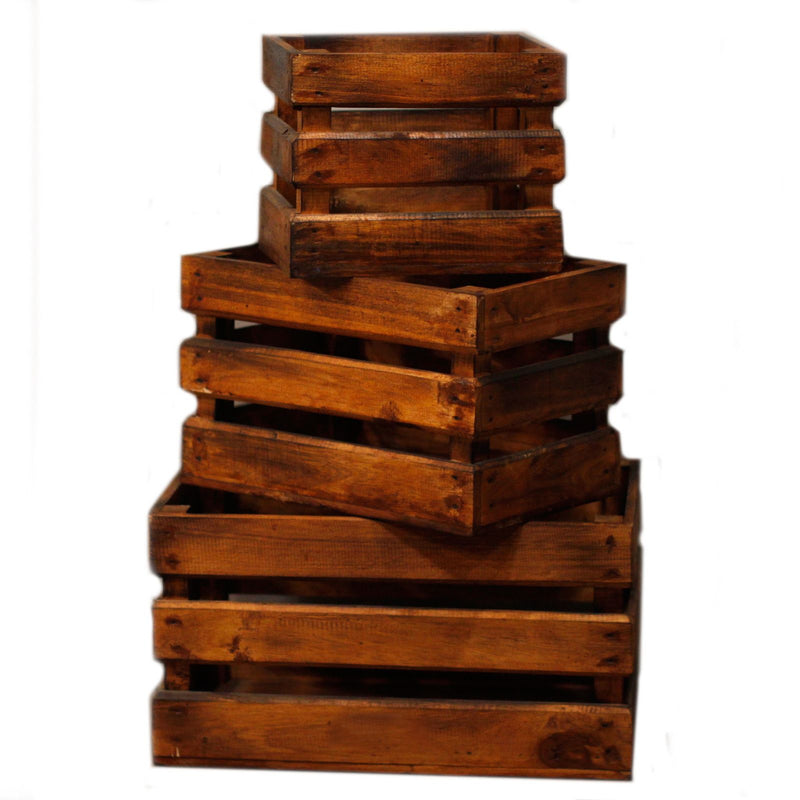 Wooden Storage Crates – Brown (Set of 3) product image
