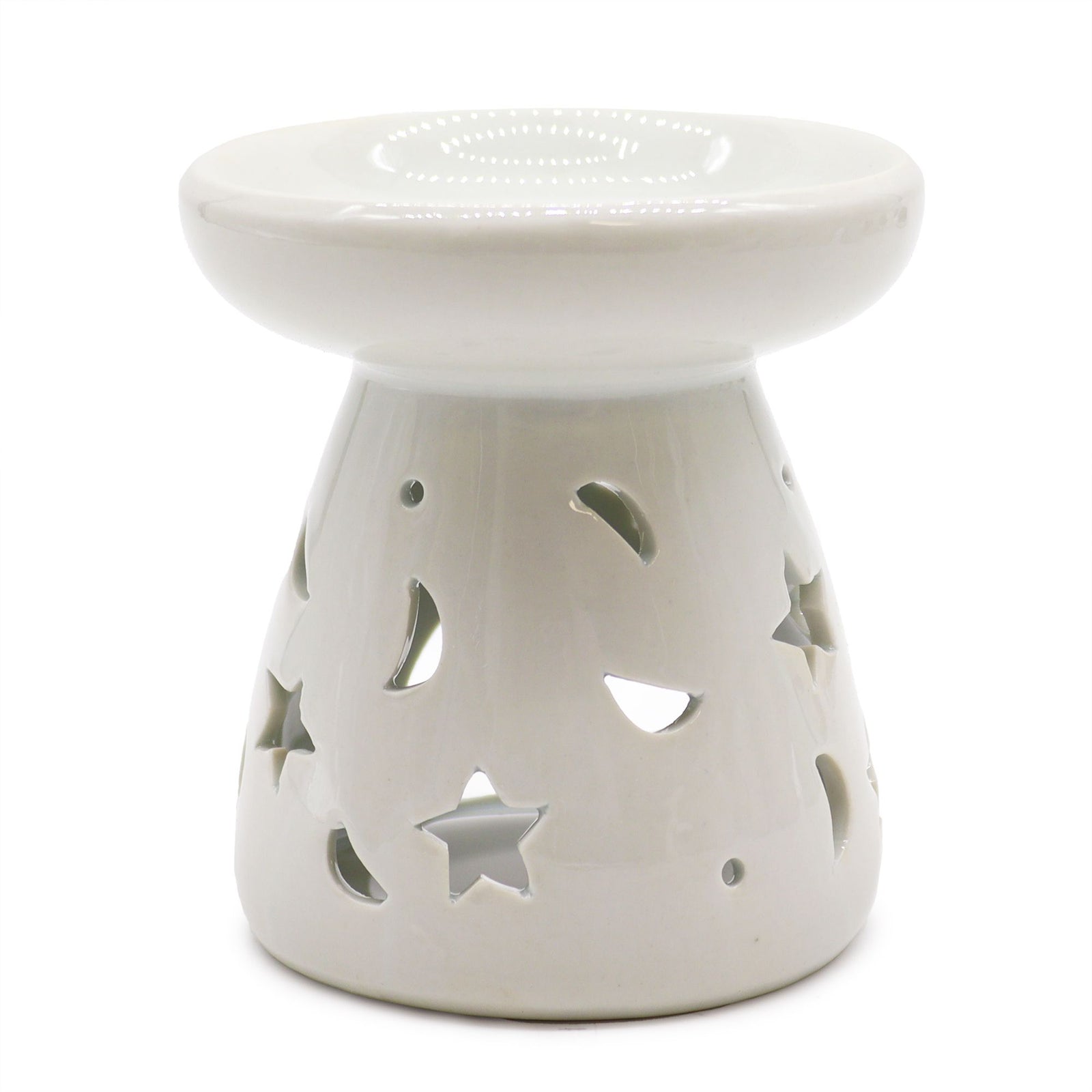 Lrg Classic White Oil Burner - Moon & Star product image