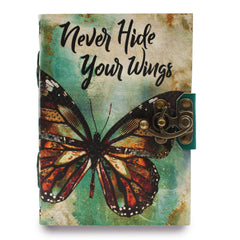Leather "Never Hide Your Wings" Deckle-edge Notebook (7x5") product image 4