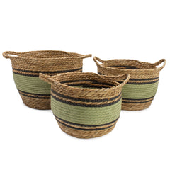 Cotton & Seagrass Large Baskets - Natural Black & Green- Set of 3 product image 8