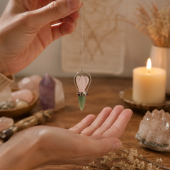 The Heart Oracle - Two Piece Angel Pendulum - Chakra Band - Rose Quartz & Green Aventurine product image 3
