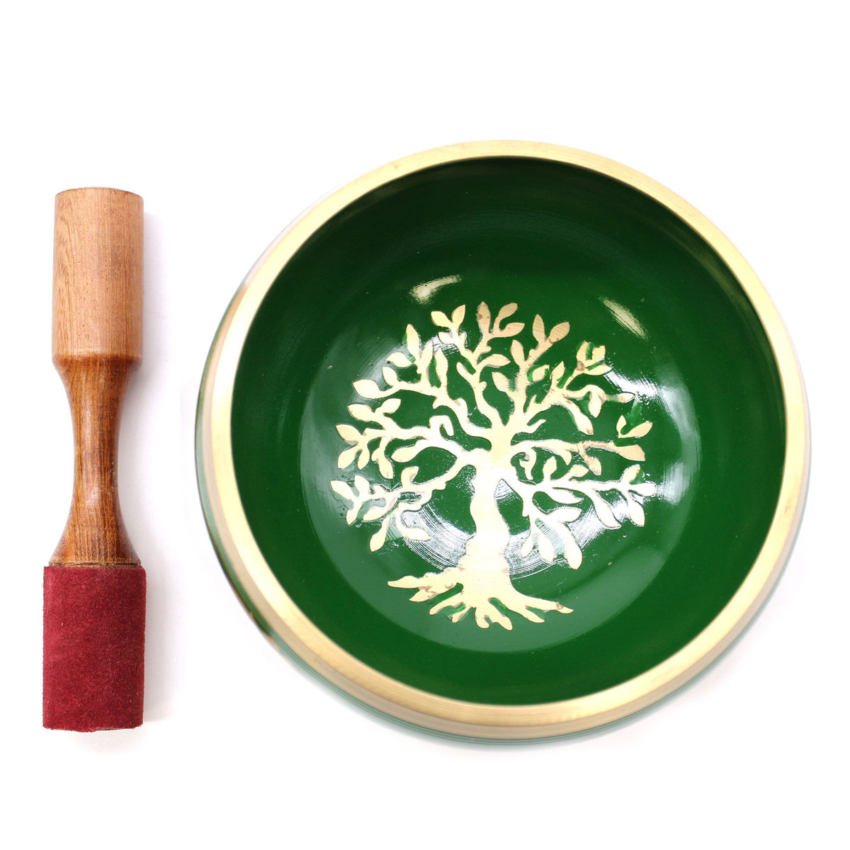 Lrg Tree of Life Singing Bowl Set- Green 14cm product image 2