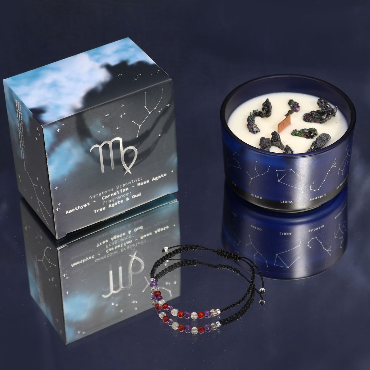 Zodiac Crystal Candle with Gemstone Bracelet - Virgo product image 4