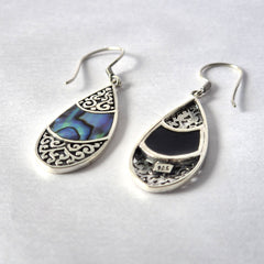 Shell & Silver Earrings - Teardrop Oval - Abalone product image 2