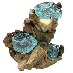 Molton Glass Triple Candle Holder on Wood product image 5