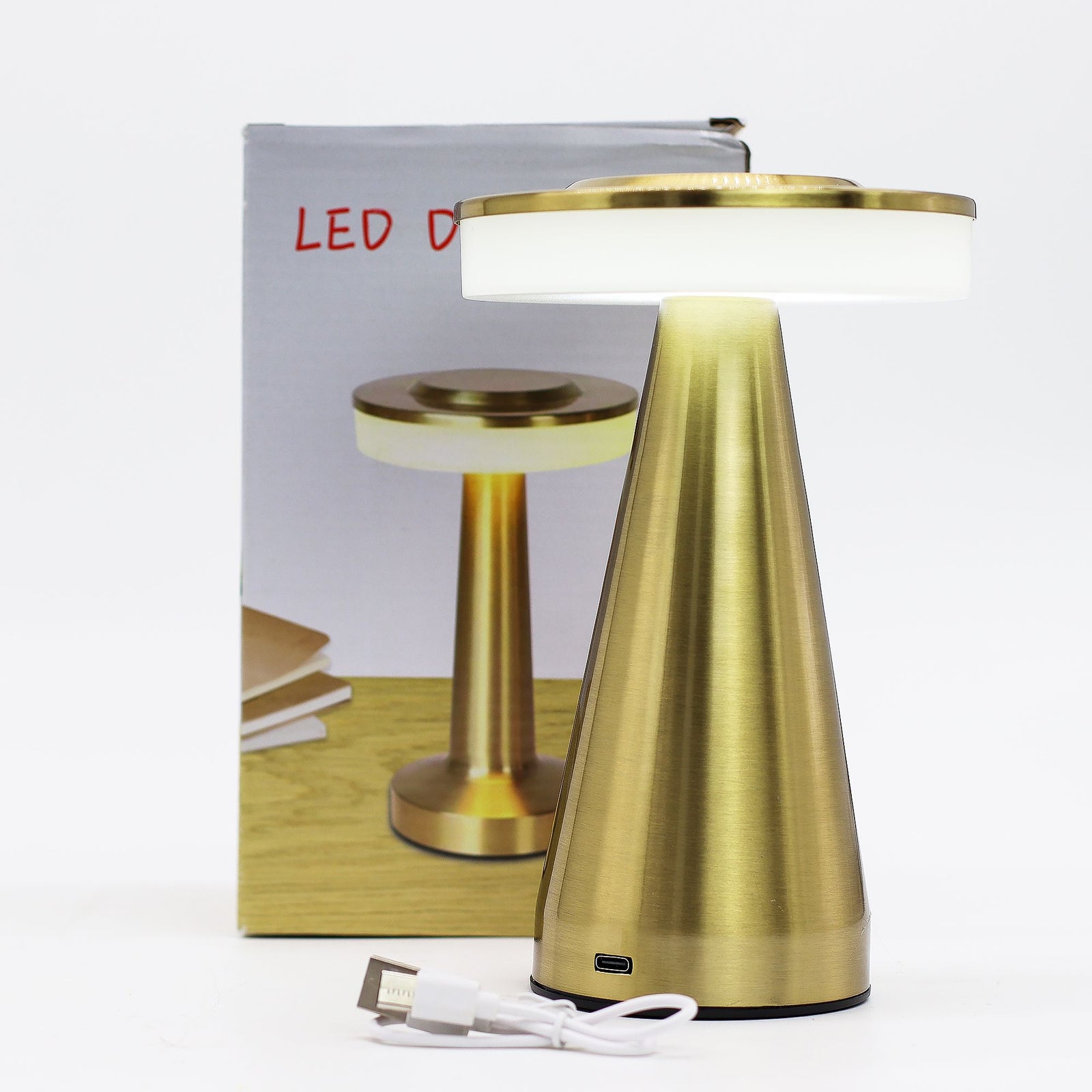 Touch Lamp - Tall Stem Bronze/Gold - USB (C) - Rechargeable (400 Watt)