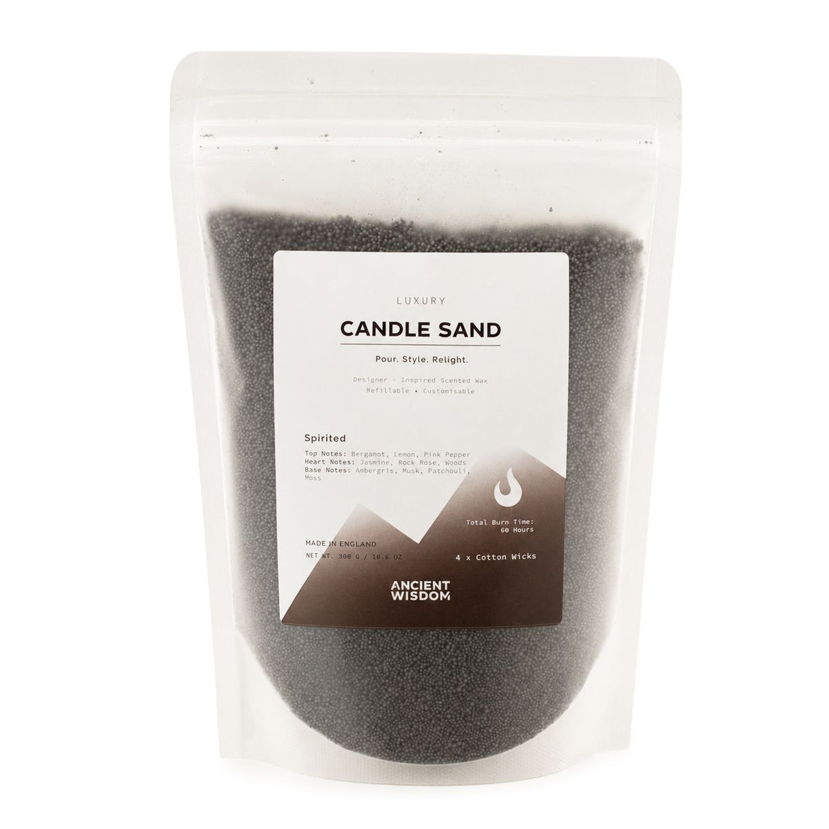 Fragranced Candle Sand - Black - Spirited - 300g - product image 2