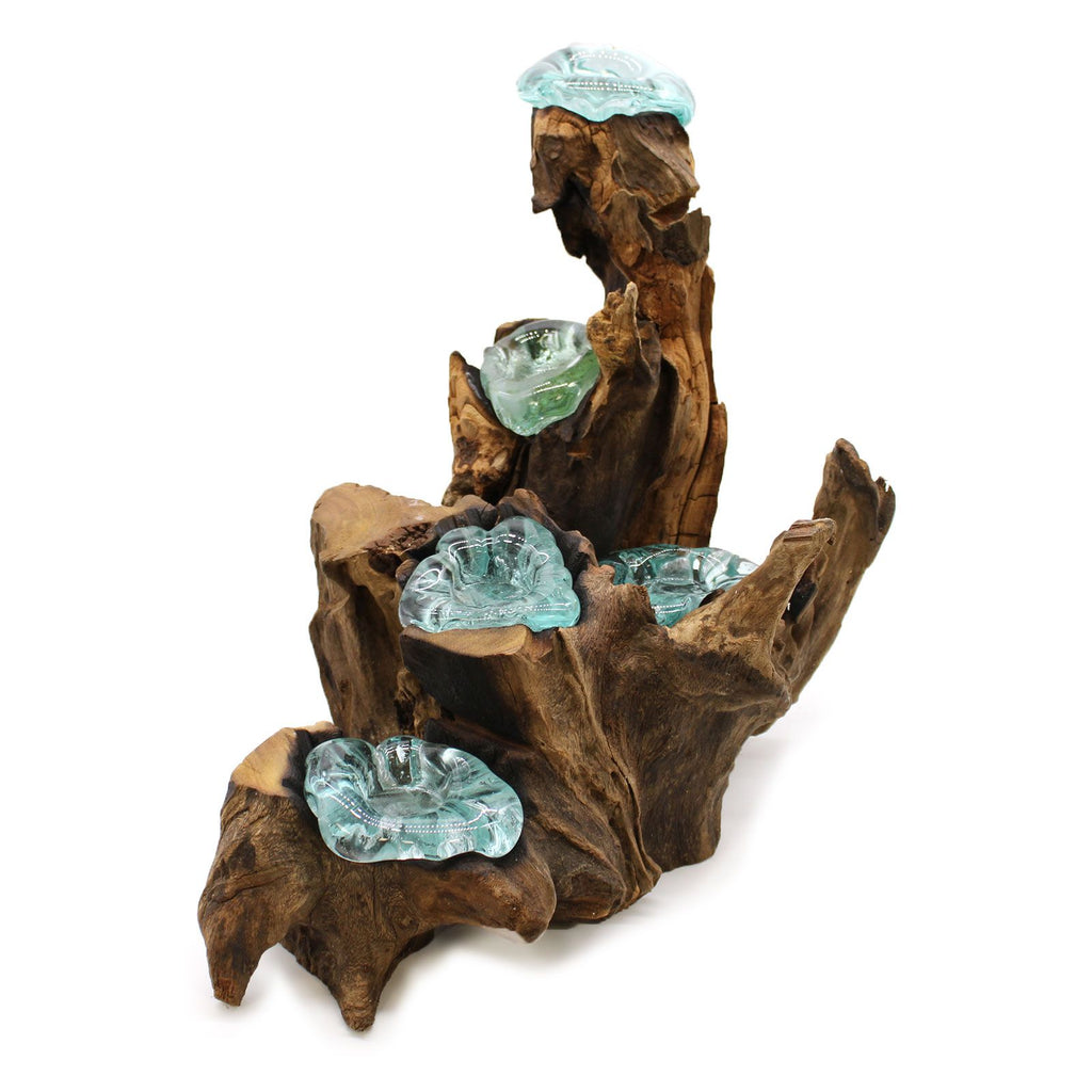 Molton Glass Five Candle Holder on Wood product image