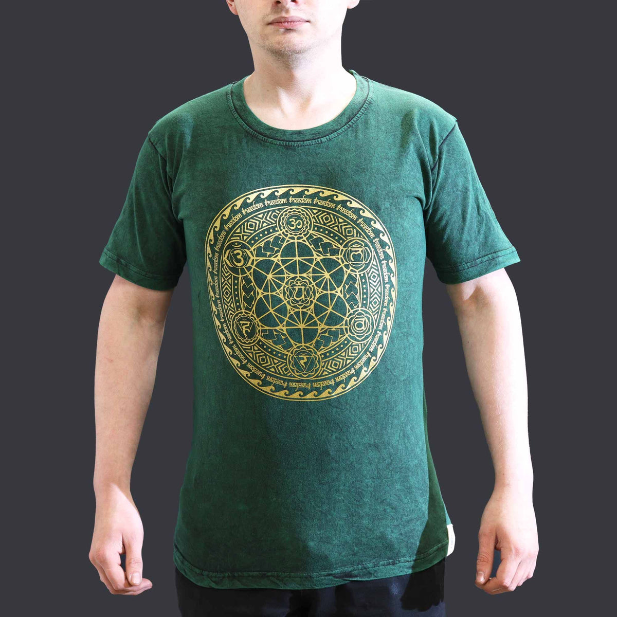 Nomad Sari Stonewashed Cotton T-Shirt – Chakra – Green – Small product image 2
