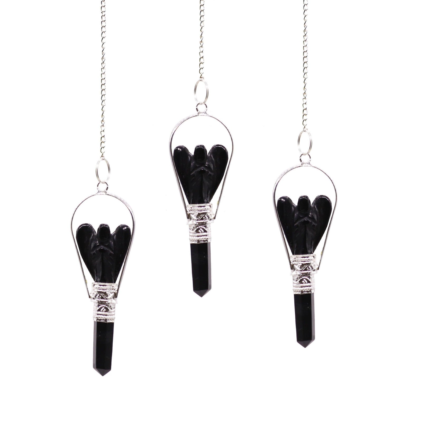 Angel Pendulum with Ring- Black Agate product image
