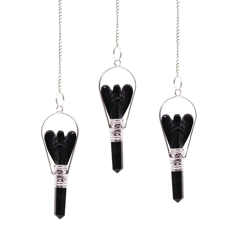 Angel Pendulum with Ring- Black Agate product image