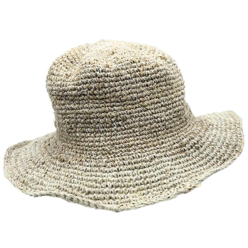 Hand-Knited Hemp & Cotton Boho Festival Hat - Natural product image