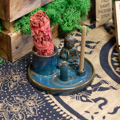 Multi Purpose Buddha Incense Plate - Ceramic Blue product image 3